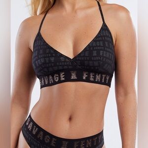 Savage X Fenty Forever Savage Bralette Black Pront Women’s Size Small